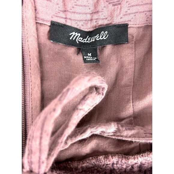 Madewell Floral Quilted Puff Sleeve Mini Dress Sz M Purple Flirty Hidden Zipper - Picture 11 of 12